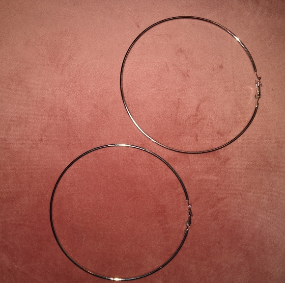 Huge Silver 4 Inch Hoops Oversized Classic Hoop Earrings Big Round Large Circle - Picture 7 of 9
